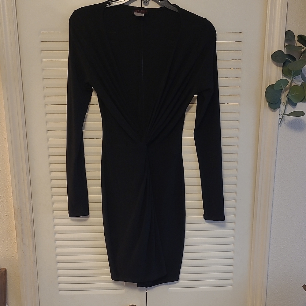 Hot Miami Styles Black Long Sleeve Bodycon Dress